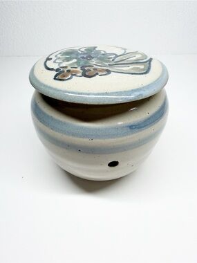 Vintage Folk Art Tonala Stoneware Pottery Potpourri Bowl